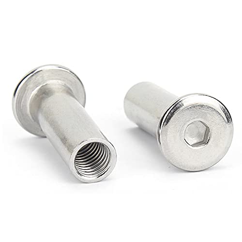 M3 M4 M5 M6 M8 304 Edelstahl Große flache Sechskant-Innensechskant-Verbindung Niet Möbeltisch Kinderbett Betthülse Einlegemutter-80 mm, 10 Stück M3 von BHADANI