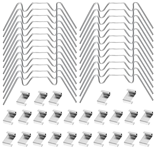 BHAHAI 50 Stück Gewächshaus Glas-Clips, Gewächshaus W Clips, Edelstahl 25 Gewächshaus-Draht-Clips, Gewächshaus-Glas-Scheiben-Befestigungs-Clips, Gewächshaus-Glas-Klemmen für Gewächshaus Glas von BHAHAI