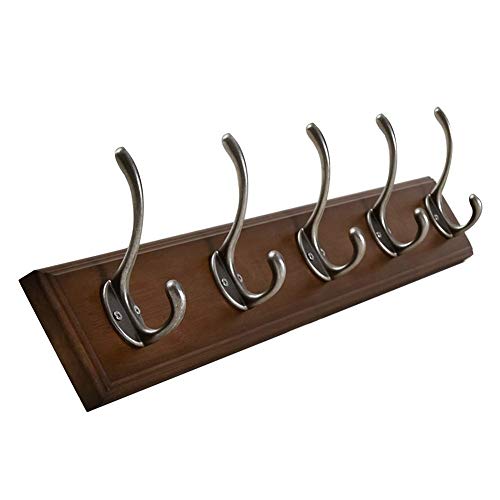 BHBXZZDB Cintres Garderobe, Flur Kleiderbügel Creative After Door Wandhalterung Kleidung Schlafzimmer Wohnzimmer Schrank Massivholz (Farbe: Dunkelbraun, Größe: 61,2 * 8 * 1,2 cm) von BHBXZZDB