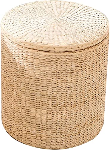 Fußhocker Fußhocker Wechselschuhe Hocker Cattail Weave Sitzender Pier Handgefertigte Handwerk Freizeit Fußhocker mit Anti-Rutsch-Fußpolster Aufbewahrungsbox Kleiner Hocker Home Decor Stuhl von BHBXZZDB