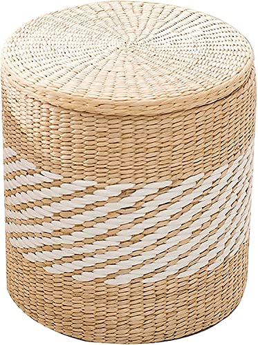 Fußhocker Fußhocker Wechselschuhe Hocker Cattail Weave Sitzender Pier Handgefertigte Handwerk Freizeit Fußhocker mit Anti-Rutsch-Fußpolster Aufbewahrungsbox Kleiner Hocker Home Decor Stuhl von BHBXZZDB