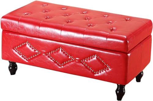 Osmanische Bank Osmanischer Fußhocker 47 Zoll Sofahocker Schlafzimmer-Bettendhocker Kunstlederdekoration Massivholzrahmen Traggewicht 150 kg (Farbe: Rot) von BHBXZZDB