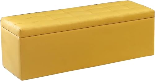 Osmanische Bank Osmanischer Fußhocker Heimschuhbank PU-Kissen Sofabank Massenspeicher Schlafzimmer Wohnzimmer Lagergewicht 120 kg Mehrfarbig optional (Farbe: Gelb, Größe: 70 cm/27, von BHBXZZDB