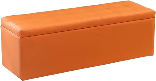Osmanische Bank Osmanischer Fußhocker Heimschuhbank PU-Kissen Sofabank Massenspeicher Schlafzimmer Wohnzimmer Lagergewicht 120 kg Mehrfarbig optional (Farbe: Orange, Größe: 100 cm/ von BHBXZZDB