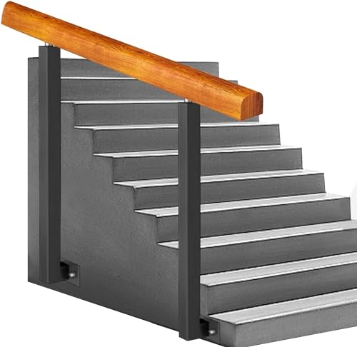 Treppenhandlauf Stufengeländer Geländer Treppengeländer-Stützsatz, Balustrade 2 Pfosten Zaun Übergangshandlauf Pfosten Veranda Seitenmontage Handläufe (Farbe: Höhe 95 cm, Größe: 80 von BHBXZZDB