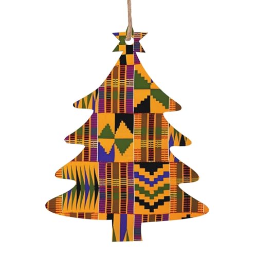 Afrikanische Tribal Ethnische Textur Weihnachtsbaum Form 1 St?ck Weihnachten Holz Ornamente zum Aufh?ngen an Weihnachtsbaum Weihnachten Urlaub Dekorationen von BHCASE