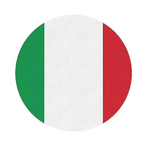 Dekorative Untersetzer aus Leder mit Italien-Flagge, fein und weich, leicht zu reinigen, runde Form, 10,2 x 10,2 cm von BHCASE