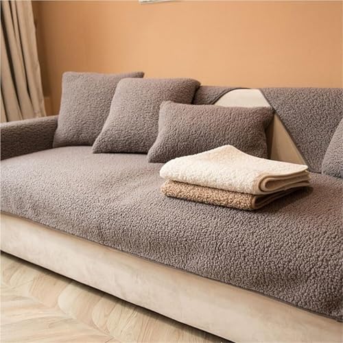 Sherpa L-förmig Sofabezug - Kuschelige Kuscheldecke mit rutschhemmender Unterseite, passend für Ecksofas und 1-4-Sitzer Möbel (Grey.,35 * 27.5in) von BHCCY