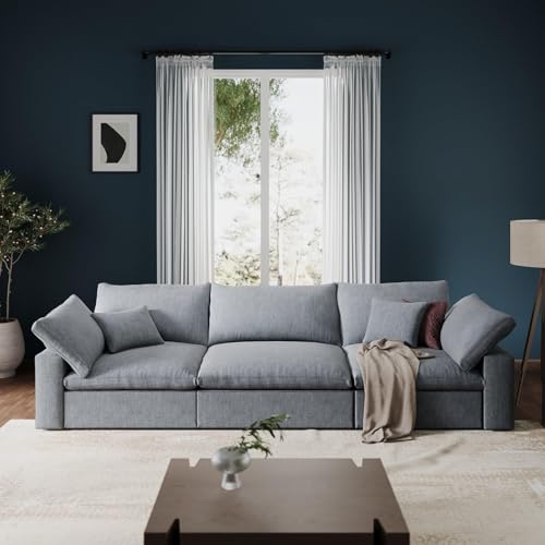 Sofabezug aus 2-teiligem Stoff - Stretch-Doppelsofa Bezug für modulare Ecken, Universal Sofaschoner(Light Bule,3 Seater-slipcover) von BHCCY