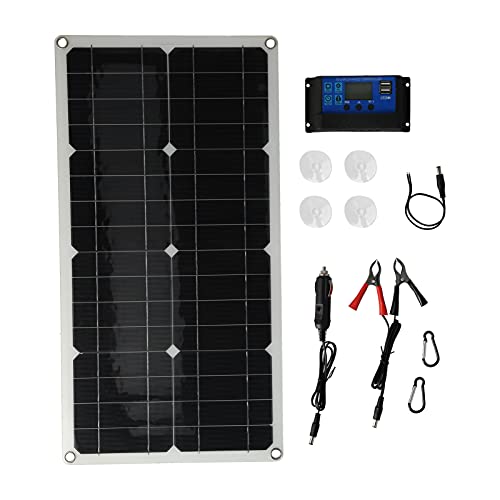 100W Solarpanel, USB High Output Efficiency Monokristalline Silizium Solarpanels mit 10A Solarladeregler, Bequemes Aufladen Photovoltaik Modul für Autos Boote Camping Home Notfall von BHDK