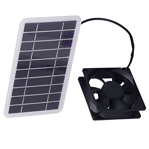 BHDK Solarpanel-betriebener Lüfter, 2,5 W 5 V USB-Mini-Solar-Lüfter-Kit, Tragbares Solar-Lüfter-Kit für Den Außenbereich für Hundehütte/Hühnerstall, Gewächshaus, Autobelüftung, Reisen Im Freien von BHDK