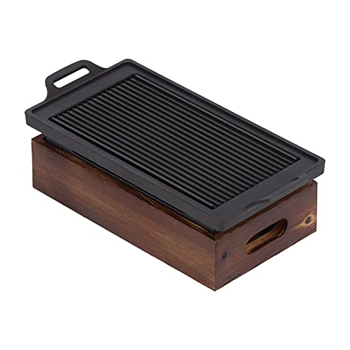 Backblech, doppelt verdickt Barbecue Tischgrill Indoor Grill Antihaft Abnehmbare Grillplatte Ölloch Design Familiengröße Grillpfannen mit Holzboden für Restaurant Barbecue Shops Outdoor von BHDK