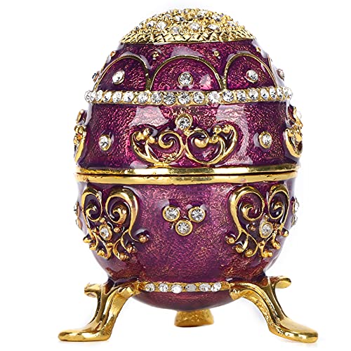 Faberge Ei Schmuckkästchen,Zinklegierung Vintage Handbemalt Einzigartiger Aufklappbarer Schmuckringhalter Sammlerfiguren Aufbewahrungsboxen für Hochzeitsdekoration, Kunstsammlung,Weihnachtsgeschenke von BHDK