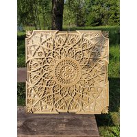 Mandala Holzkunst, Heilige Geometrie Dekor, Housewarming Spirituelles Geschenk, Boho Wand Kunst von BHDecorEU