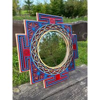 Sri Yantra Spiegel Mandala, Heilige Geometrie Kunst, Holz Wanddekoration, Spirituelles Geschenk von BHDecorEU