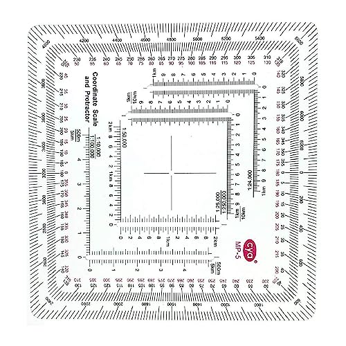 BHFYOB Verbesserter Stil MGRS/UTM Koordinatenraster Leser und Winkelmesser Koordinatenskala für Camping von BHFYOB
