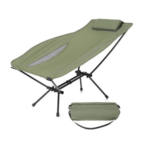 BHGLUZGBY Campingstuhl Mit Kopfstütze Stabil Klappbar Kompakt Außenbereich Leicht Für Reisen Strand Picknick Wandern-Green von BHGLUZGBY