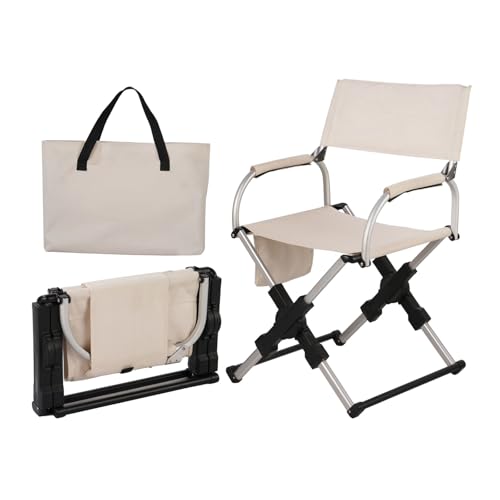 BHGLUZGBY Campingstuhl Mit Seitentaschen Klappbare Loungestühle Leicht Für Reisen Picknick Strand Angeln Unterstützt 220lbs-Beige von BHGLUZGBY