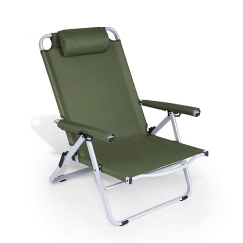 BHGLUZGBY Campingstuhl Rückenlehne Vier Stufen Verstellbar Armlehnenstuhl Leicht Für Wandern Rucksackreisen Rasen Strand-Green von BHGLUZGBY
