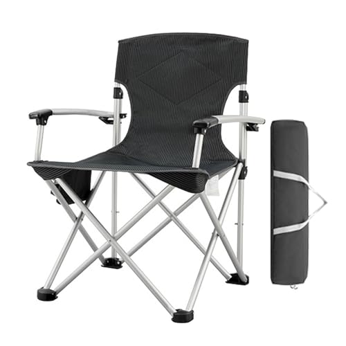 BHGLUZGBY Campingstuhl Strapazierfähig Klappbar Armlehne Unterstützt 300 Pfund Mit Seitentaschen Für Outdoor Garten Strand Angeln-Black von BHGLUZGBY