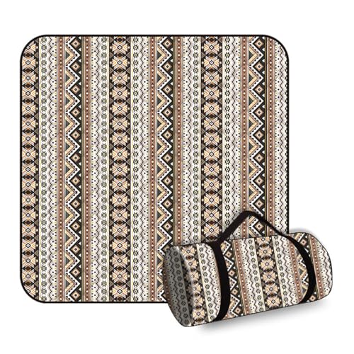 BHGLUZGBY Picknickdecke Tragbare wasserdichte Sanddichte Faltbare Strandmatte Mit Tragegriff Für Park Wandern Reisen Familiencamping-Brown von BHGLUZGBY