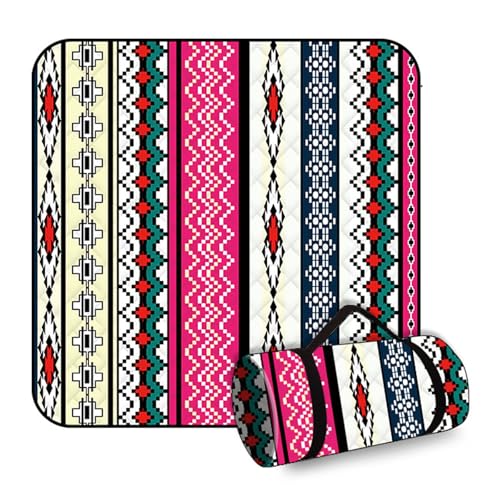 BHGLUZGBY Picknickdecke Wasserdicht 5-lagig Dicke Strandmatte Mit Tragegriff Maschinenwaschbar Für Camping Im Freien-Pink von BHGLUZGBY