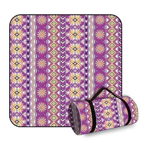 BHGLUZGBY Picknickdecken Dick 5-lagig Wasserdicht Campingmatte Sanddicht Faltbar Für Familien Wanderpark Maschinenwaschbar-Purple von BHGLUZGBY
