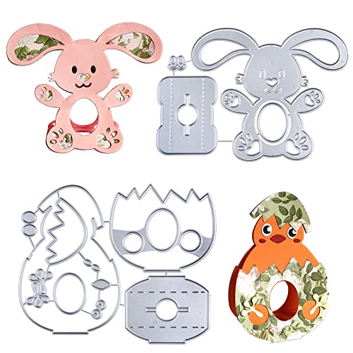 2 Set Stanzschablonen Ostern Eier Boxen Metall Prägeschablonen Osterhase Küken Cutting Dies für DIY Scrapbooking Boxen Karten Handwerk von BHGT