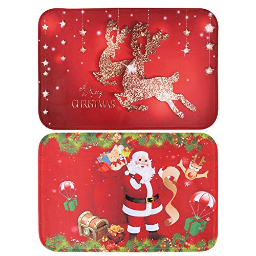 BHGT 2 Stück Fussmatte Weihnachtsmotiv Weihnachten rutschfeste Türmatte Fußmatte Weihnachtsdeko Fussmatte Decor Badematte Badvorleger Fußabtreter Fussmatte Schmutzfangmatte von BHGT