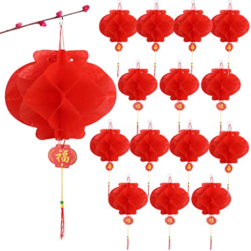 BHGT 30 Stück 15cm Chinesische Laternen Lampions Rot Hängende Laternen Rot Faltbare wasserdichte Rote Papierlaternen Papierlampen für Chinesisches Neujahrsfest Frühlingsfest Party Feier Dekoration von BHGT