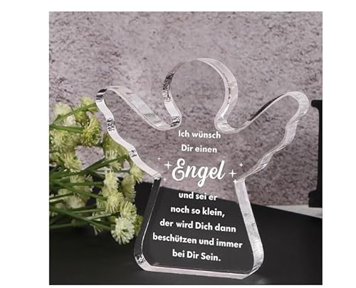 BHGT Schutzengel Figur Taufgeschenke Glücksbringer Engel Segen Acryl Schutzengel Taufe Schild Ich wünsch Dir einen Engel Deko Geschenk zum Weihnachten Geburtstag für Kinder Mädchen Mama von BHGT
