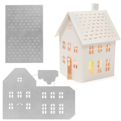 BHGT Weihnachten Stanzschablonen Latern Metall Haus Prägeschablonen 3D Schablone Cutting Dies als Tischdeko für DIY Scrapbooking Handwerk von BHGT