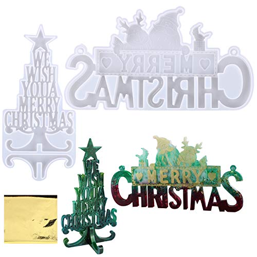 Epoxidharz Weihnachten Formen Set Silikonform Weihnachtsformen Resin Formen Silikon Silikonform Basteln Gießformen Mold Harz Casting Form (Merry Christmas B) von BHGT