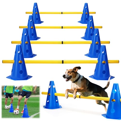 BHHTBB Agility Set Hunde Hürden Steckhürdenset Kinder, Hindernisse für Kinder Hunde Parcour zum Springen, Cavaletti Hund, 8 Kegel 23cm Höhe + 8 Stangen 80cm lang, für Trainingsübungen BHHTBB Agility Set Hunde Hürden Steckhürdenset Kinder, Hindernisse für Kinder Hunde Parcour zum Springen, Cavaletti Hund, 8 Kegel 23cm Höhe + 8 Stangen 80cm lang, für Trainingsübungen von BHHTBB
