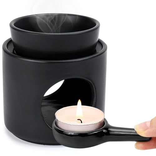 BHHTBB Duftlampe für Ätherische Öle, Keramik Duftlampen Aromalampe mit Teelichthalter, Duftwachs Lampe fü Rambiente Teelicht, H*10 cm ø9.5 cm Abnehmbare Schale, Matt Schwarz BHHTBB Duftlampe für Ätherische Öle, Keramik Duftlampen Aromalampe mit Teelichthalter, Duftwachs Lampe fü Rambiente Teelicht, H*10 cm ø9.5 cm Abnehmbare Schale, Matt Schwarz von BHHTBB
