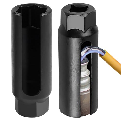 Sauerstoffsensor-Stecknuss Lambdasonden Schlüssel 22mm Lambdasonde Werkzeug Set, Lambdasonden Schlüssel 1/2" Nuss, mit Breitem Seitenausschnitt zur Vermeidung von Schäden an Drähten von BHHTBB