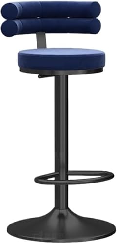 Bar Stuhl Counter Stools Bar Stools Set aus 2 Modenhöhenhöhe Counter Barhocker mit hinterem Samtstoff (blau, mit schwarzem Bein) von BHIAG