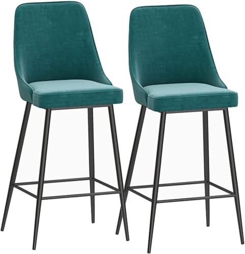 Counter Heighthools Metal Bar Stools Set von 2 Barhockern mit hoher Rückenlehne Velvet Barhocker Metall Footust Farmhouse Island Stühle Frühstück Speisehocker für das Küchenbistro -Pub Esszimmer von BHIAG