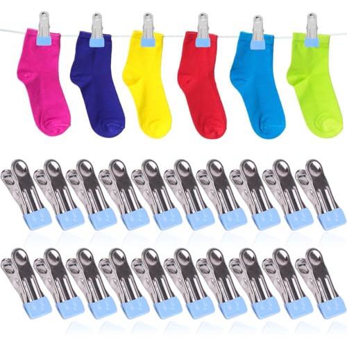 BHIPKOT 20 PCS Wäscheklammer, Mehrzweck-Clip-Tuch aus Edelstahl (blau) von BHIPKOT