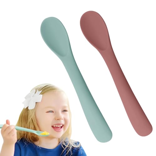 BHIPKOT Silikonlöffel für Babys: 2er-Set mit weichen Spitzen, ideal zum Füttern und Trainieren, Flexible, kausichere Trainingslöffel von BHIPKOT