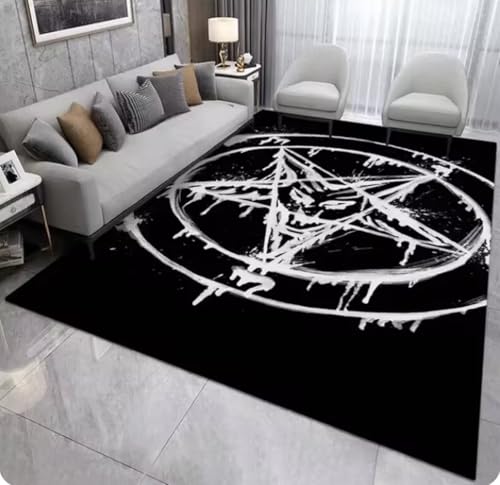 Satan Carpet Dark Series Großer rechteckiger Teppich für Schlafzimmer, Badezimmer, Dekoration, waschbare Bodenmatte 120x160cm von BHJlSF