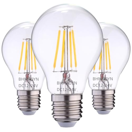BHMAOYN 12V 24V E27 LED Glühbirne 6W Niederspannung Glühlampen AC/DC12-24V Antik Retro E27 LED Lichter 60W Äquivalent,Warmweiß 2700K Für Sonnensystem,Wohnmobil Wohnmobil Marine,3er Pack von BHMAOYN