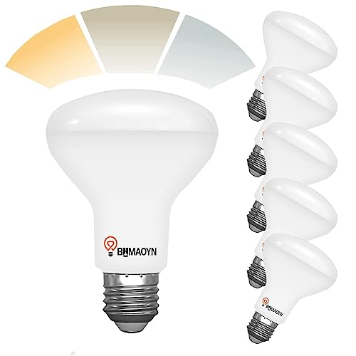 BHMAOYN LED E27 R80 Reflektorlampe 12W,3-Stufen Einstellbare Farbtemperatur über Druckschalter,Dimmbare Lichtfarbe ohne Fernbedienung,3000K-4000K-6000K,3-Farbiger 3-in-1 LED E27 Birne R80,6 Set von BHMAOYN