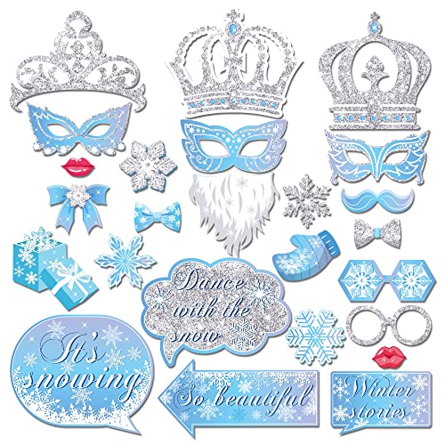 25 Stück Schneeflocken Fotokabinen-Requisiten mit Stab, Winterwunderland Fotokabinen-Requisiten, Weihnachts-Selfie-Requisiten, Schneeflocken-Urlaub und Winter-Weihnachtsfeier, Foto-Requisiten für 25 Stück Schneeflocken Fotokabinen-Requisiten mit Stab, Winterwunderland Fotokabinen-Requisiten, Weihnachts-Selfie-Requisiten, Schneeflocken-Urlaub und Winter-Weihnachtsfeier, Foto-Requisiten für von BHNACIER