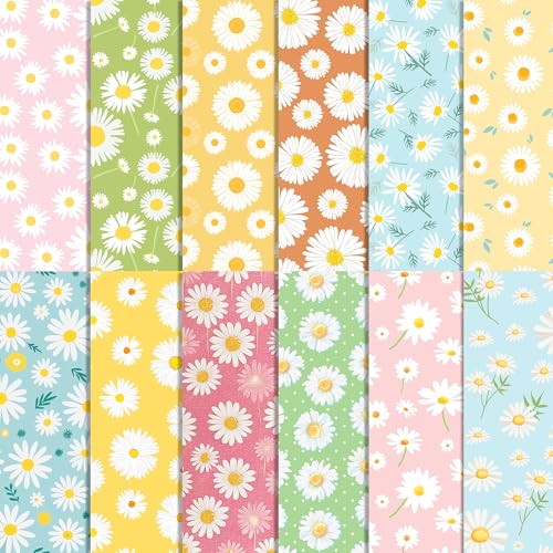 Daisy Scrapbook Papier - 24 Blatt Gänseblümchen-Muster Papier mit 12 einzigartigen Designs 30,5 x 30,5 cm Frühlings-weißes Blumenmuster doppelseitiges dekoratives Bastelpapier für DIY Hintergrund Daisy Scrapbook Papier - 24 Blatt Gänseblümchen-Muster Papier mit 12 einzigartigen Designs 30,5 x 30,5 cm Frühlings-weißes Blumenmuster doppelseitiges dekoratives Bastelpapier für DIY Hintergrund von BHNACIER