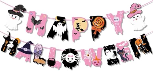 Rosa Happy Halloween Banner Rosa Halloween Dekorationen Halloween Party Wimpelkette Banner Hexe Spinne Elfe Banner für Halloween Party Dekorationen Rosa Happy Halloween Banner Rosa Halloween Dekorationen Halloween Party Wimpelkette Banner Hexe Spinne Elfe Banner für Halloween Party Dekorationen von BHNACIER