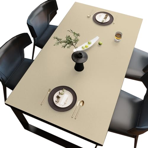 BHOMTY PU Tischdecken Tischfolie Multifunktionale Tischunterlage Wasserdicht Geeignet für Esstisch, Büroschreibtisch, Studentenschreibtisch Beige 90 * 200cm von BHOMTY