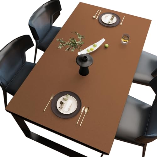 BHOMTY PU Tischdecken Tischfolie Multifunktionale Tischunterlage Wasserdicht Geeignet für Esstisch, Büroschreibtisch, Studentenschreibtisch Braun 70 * 110cm von BHOMTY