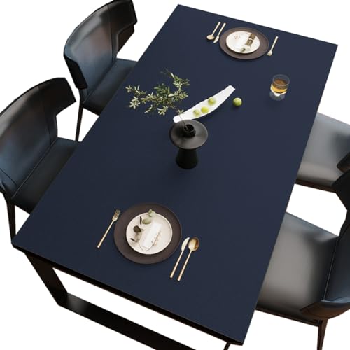 BHOMTY PU Tischdecken Tischfolie Multifunktionale Tischunterlage Wasserdicht Geeignet für Esstisch, Büroschreibtisch, Studentenschreibtisch Dunkelblau 40 * 100cm von BHOMTY