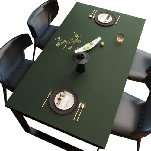 BHOMTY PU Tischdecken Tischfolie Multifunktionale Tischunterlage Wasserdicht Geeignet für Esstisch, Büroschreibtisch, Studentenschreibtisch Dunkelgrün 65 * 130cm von BHOMTY